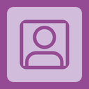 Einfaches pinkes Benutzersymbol auf hellrosa Hintergrund mit dezenten Kreisen, stilisierte Grafik.